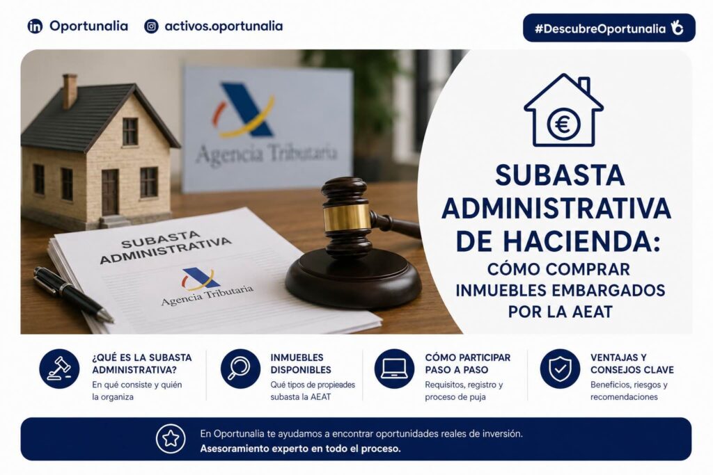 ómo participar en una subasta de Hacienda, inmuebles subastados por la Agencia Tributaria, diferencias subasta administrativa y judicial, cargas en subasta administrativa, subastas AEAT portal BOE